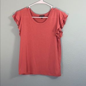 Coral colored ruffle shirt